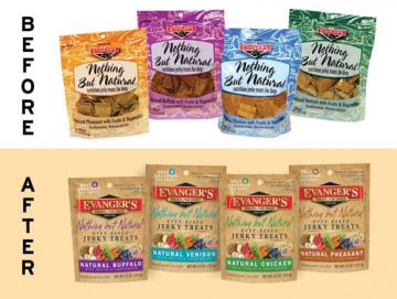 Evanger's Nothing But Natural Jerky Treats New Packaging